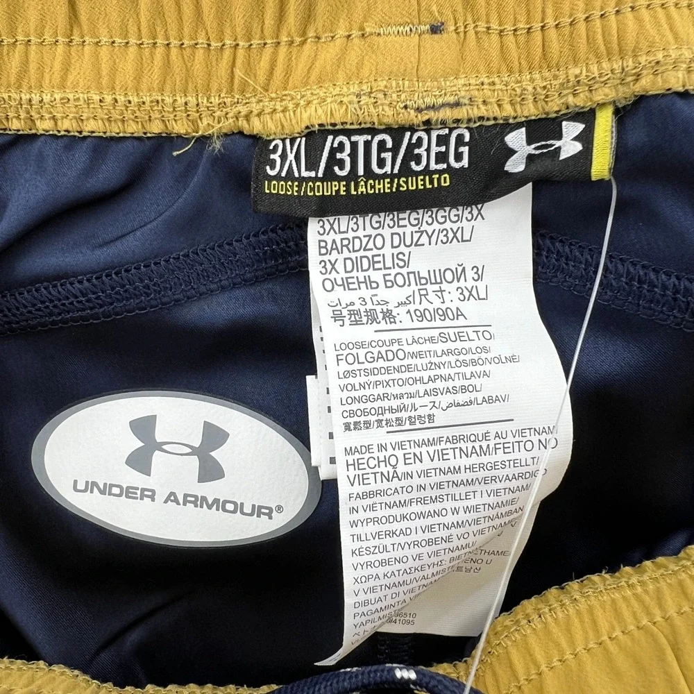 NEW Under Armour Notre Dame Team Issue Track Pants Mens 3XL Navy Blue Gold Logo